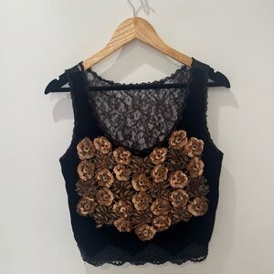 VINTAGE 1990s velvet and sequin top. 
Size M. (For 90s 8-10)